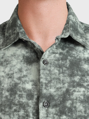 Men's Green Regular Fit Printed Casual Shirt