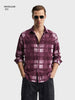 Men's Maroon Regular Fit Checkered Casual Shirt