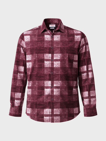 Men's Maroon Regular Fit Checkered Casual Shirt