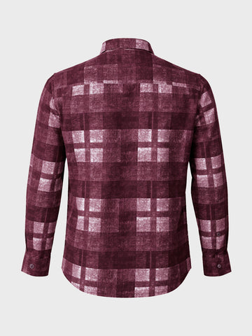 Men's Maroon Regular Fit Checkered Casual Shirt