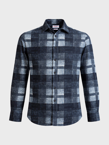 Men's Blue Regular Fit Checkered Casual Shirt