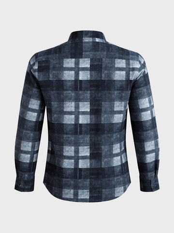 Men's Blue Regular Fit Checkered Casual Shirt