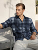 Men's Blue Regular Fit Checkered Casual Shirt