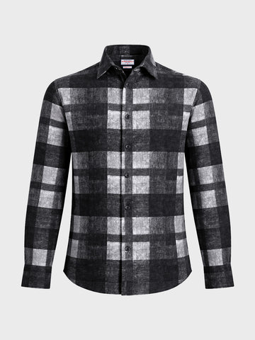 Men's Black Regular Fit Checkered Casual Shirt