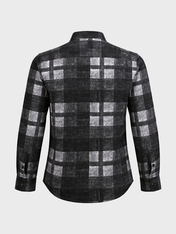 Men's Black Regular Fit Checkered Casual Shirt