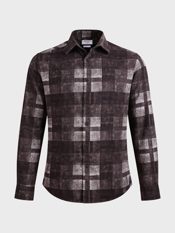 Men's Brown Regular Fit Checkered Casual Shirt
