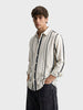 Men's White Regular Fit Striped Casual Shirt