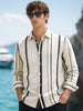 Men's White Regular Fit Striped Casual Shirt
