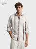 Men's White Regular Fit Striped Casual Shirt