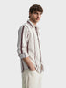 Men's White Regular Fit Striped Casual Shirt