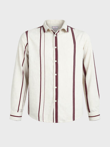 Men's White Regular Fit Striped Casual Shirt