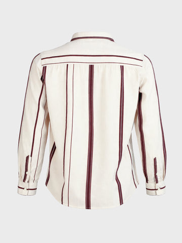 Men's White Regular Fit Striped Casual Shirt