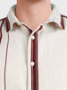 Men's White Regular Fit Striped Casual Shirt
