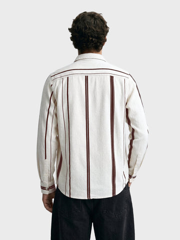 Men's White Regular Fit Striped Casual Shirt