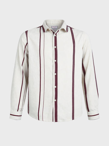 Men's White Regular Fit Striped Casual Shirt