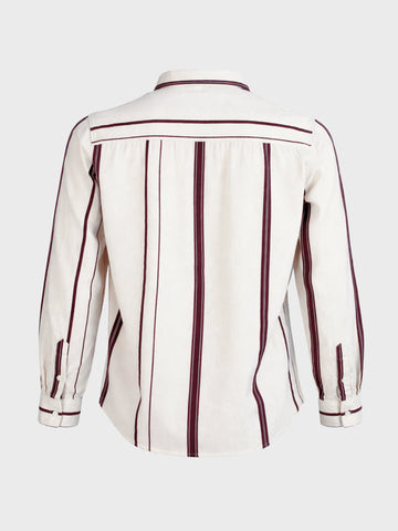 Men's White Regular Fit Striped Casual Shirt