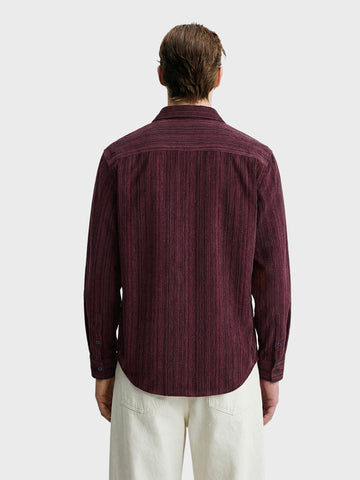 Men's Maroon Regular Fit Striped Casual Shirt