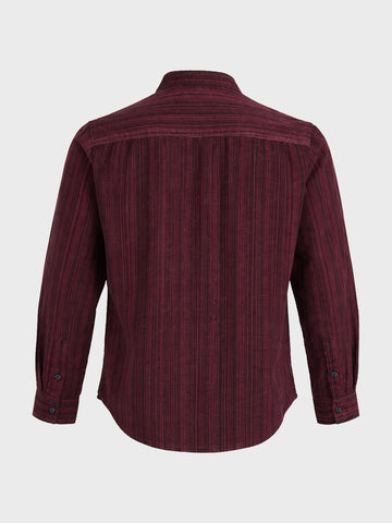 Men's Maroon Regular Fit Striped Casual Shirt