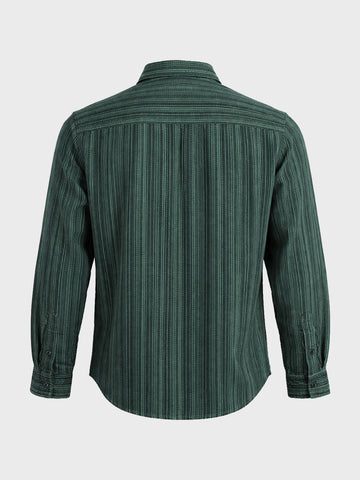 Men's Green Regular Fit Striped Casual Shirt