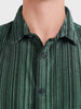 Men's Green Regular Fit Striped Casual Shirt