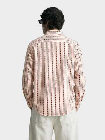 Men's White Regular Fit Striped Casual Shirt