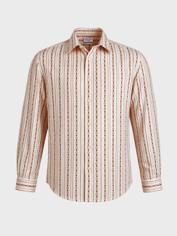 Men's White Regular Fit Striped Casual Shirt
