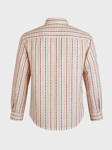 Men's White Regular Fit Striped Casual Shirt