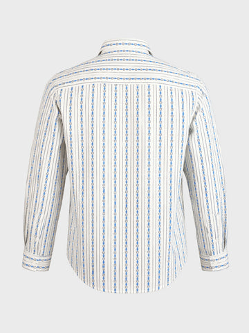 Men's White Regular Fit Striped Casual Shirt
