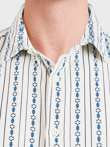 Men's White Regular Fit Striped Casual Shirt