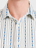 Men's White Regular Fit Striped Casual Shirt