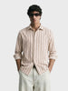 Men's White Regular Fit Striped Casual Shirt