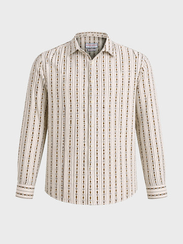 Men's White Regular Fit Striped Casual Shirt