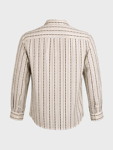 Men's White Regular Fit Striped Casual Shirt