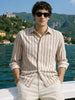 Men's White Regular Fit Striped Casual Shirt
