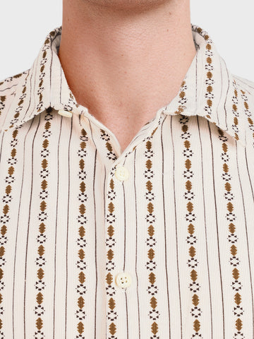 Men's White Regular Fit Striped Casual Shirt