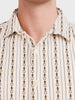 Men's White Regular Fit Striped Casual Shirt