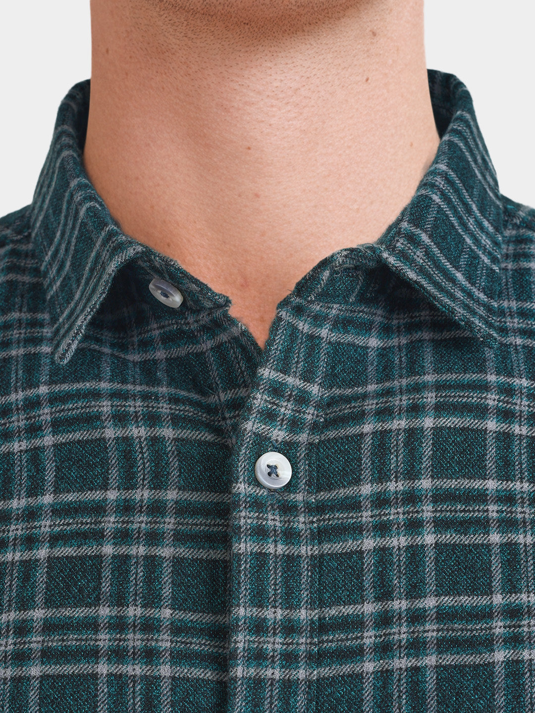 Men's Green Slim Fit Checkered Casual Shirt