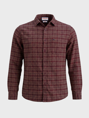 Men's Maroon Slim Fit Checkered Casual Shirt