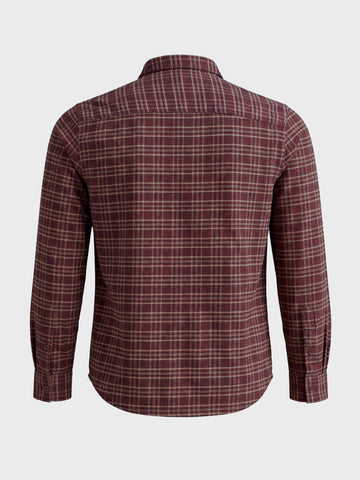 Men's Maroon Slim Fit Checkered Casual Shirt