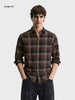Men's Khaki Slim Fit Checkered Casual Shirt