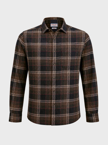 Men's Khaki Slim Fit Checkered Casual Shirt
