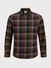 Men's Khaki Slim Fit Checkered Casual Shirt