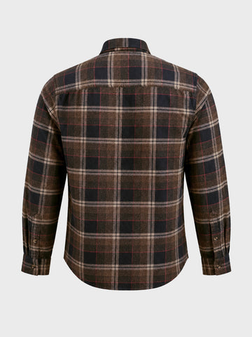 Men's Khaki Slim Fit Checkered Casual Shirt