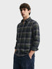 Men's Green Slim Fit Checkered Casual Shirt