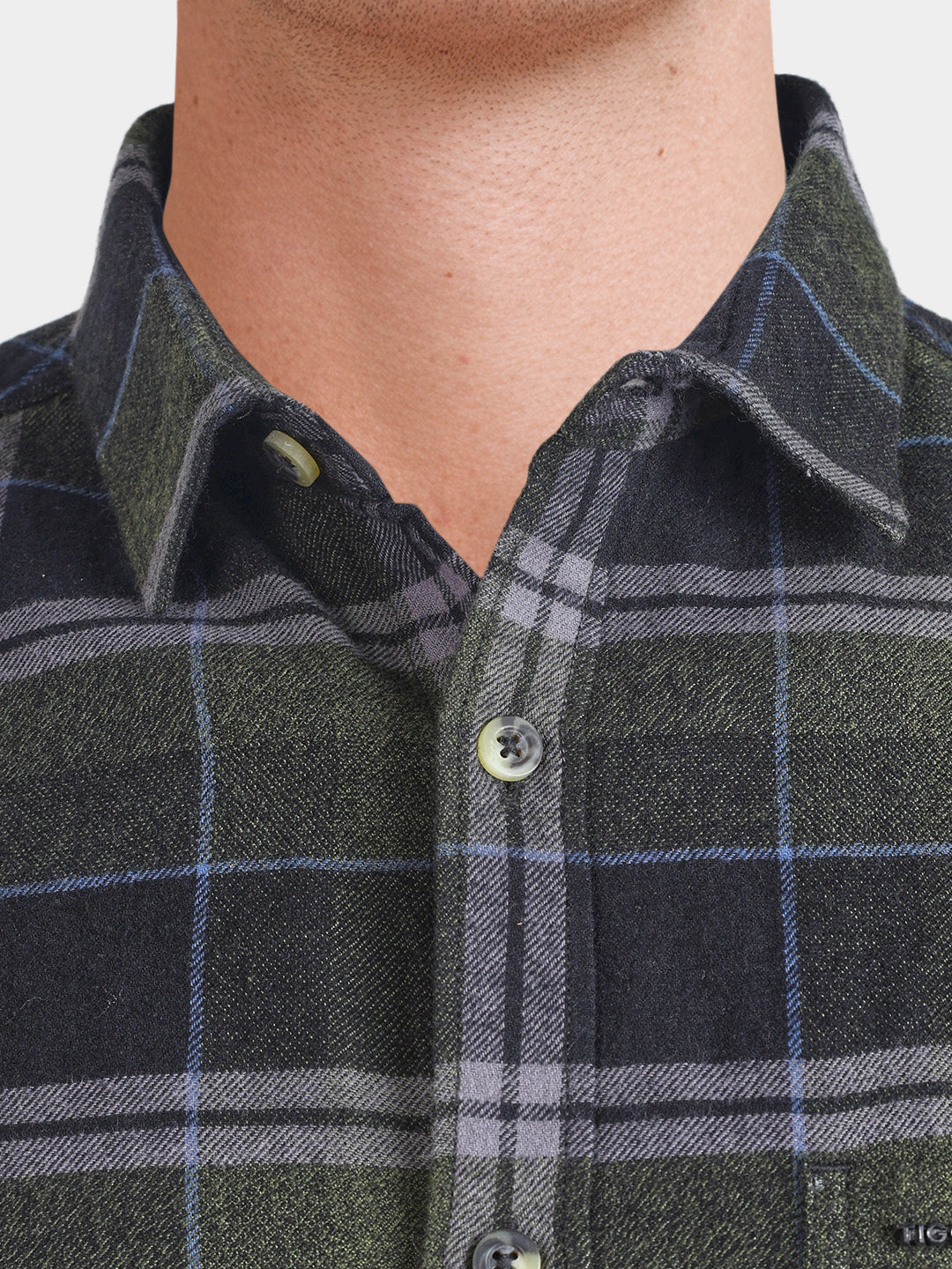 Men's Green Slim Fit Checkered Casual Shirt