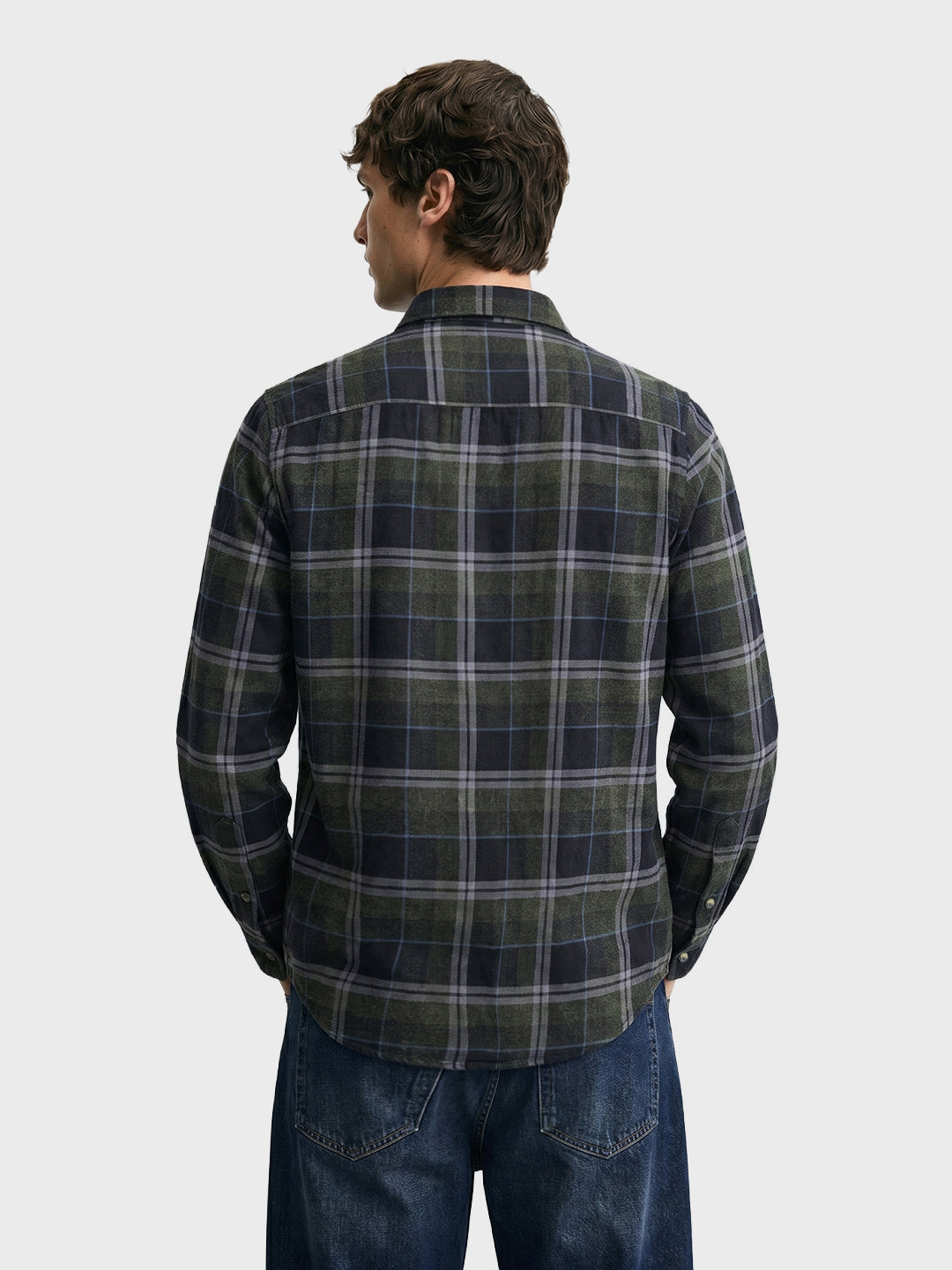 Men's Green Slim Fit Checkered Casual Shirt