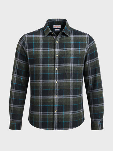 Men's Green Slim Fit Checkered Casual Shirt