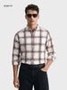 Men's Maroon Slim Fit Checkered Casual Shirt