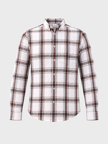 Men's Maroon Slim Fit Checkered Casual Shirt
