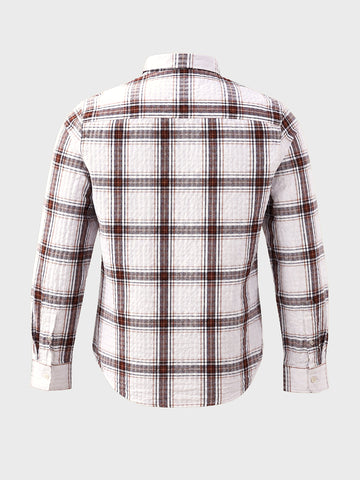 Men's Maroon Slim Fit Checkered Casual Shirt